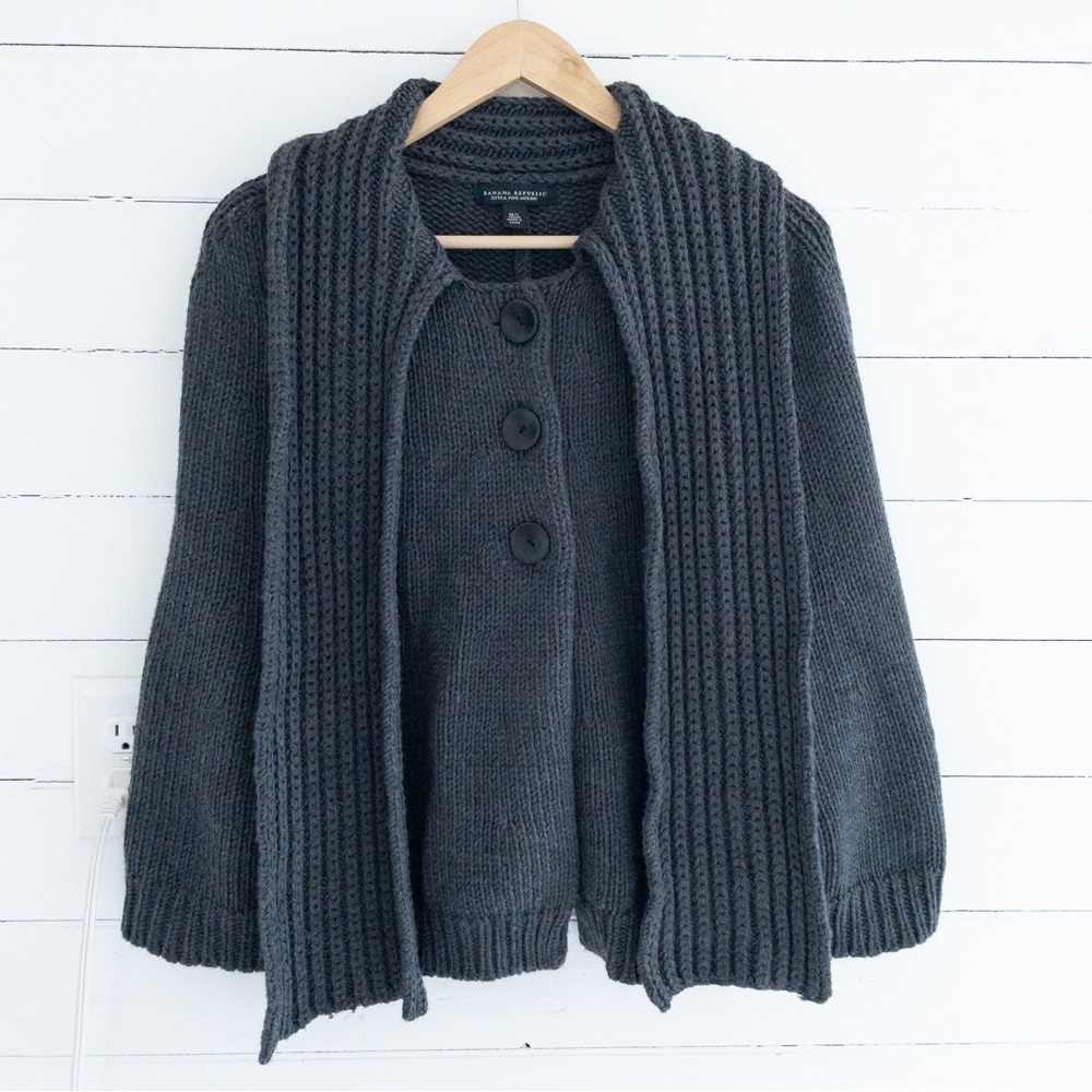 Banana Republic Merino Wool Sweater Poncho With Scarf
